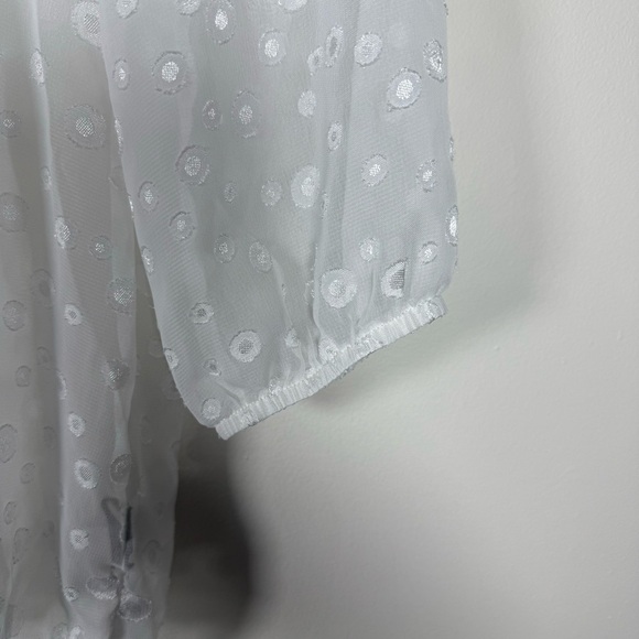 BCX White Sheer Ruffled Blouse Size Small - Picture 5 of 12